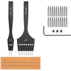 WUTA Leather Punching Tool, 3rd Generation Professional Leather Punch Set, Interchangeable Inserts for Diamond, Olives, Round Holes (3.85 mm-2+8)