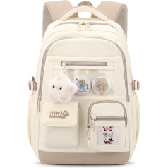 Tanou Girls' School Backpack Water-Repellent Large School Bag Children Made of Polyester, Fashionable School Backpack Teenager with Star Pendant for Primary and Secondary School