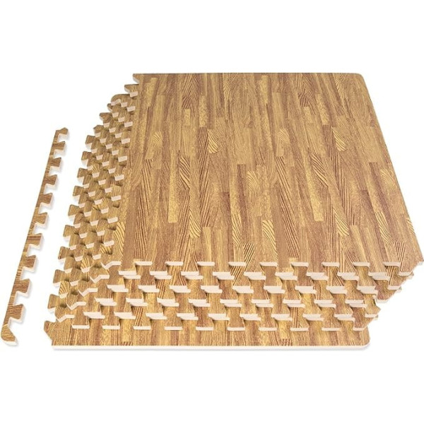 ProsourceFit Wood Grain Puzzle Mat 1/2-in, 6 Eva Foam Interlocking Floor Tiles (24SQ FT) for Secure Indoor Room Workout Flooring and Playmat