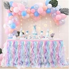 1.8 m Tulle Table Skirt with Ruffles Table Cloth Chiffon Tutu Table Decoration Table Skirt for Cake Tutu Table Skirt for Christening Wedding Christmas Rainbow Parties Decoration