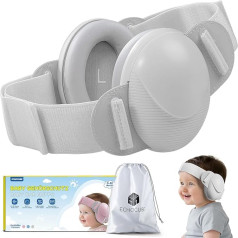 Baby-Gehörschutz, Verstellbare Ohrenschützer für Babys von 0 bis 48 Monaten, CE- und ANSI-zertifizierte 25 dB Baby-Gehörschutzkopfhörer für Flugzeuge, Schlaf - Grau