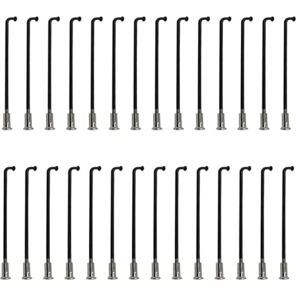 28 Pcs 12G 2.5mm Steel Bicycle Spokes for Electric Bike Electric Bike Tricycle with Copper Cap Black
