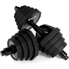 Eisenlink 2 in 1 Dumbbells Set, 2 x 10 kg, 1 x 20 kg, 2 x 15 kg, 12-Square Dumbbells Adjustable with PU Rubber Coating Home Gym Fitness