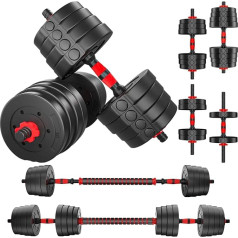 Dumbbells Set 20 kg, 3-in-1 Weights Adjustable Dumbbells Set, Dumbbells Women Men Set, Durable Strength Training Set for Home, Robust and Flexible, Suitable for Boys and Girls