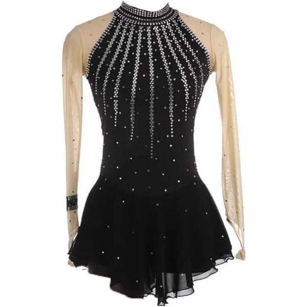 Dresses for Figure Skating Competitions for Girls, Long Sleeve Figure Skating Costume for Women, Gymnastics Leotard for Art Gymnastics, Shiny Crystal Skirt for Women