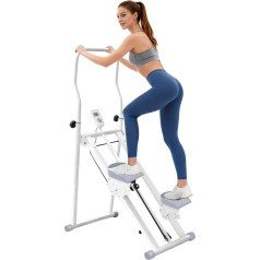 Stairmaster Vertical Climber Machine for Full Body Workout, Compact Folding Cardio Exercise Climber with Extended Step Width, Adjustable Handlebars & Pedals, White