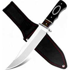 Jagdmesser 30cm – Clip-Point Klinge mit türkischem Stil, Klassischer Handschutz, Rinderhorn-Optik Griff, Outdoor Essential