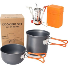 Camping-Kochgeschirr-Set, antihaftbeschichtete Aluminium-Töpfe und Pfannen, leicht, tragbar, Outdoor-Kochset, platzsparend für Wandern, Rucksackreisen
