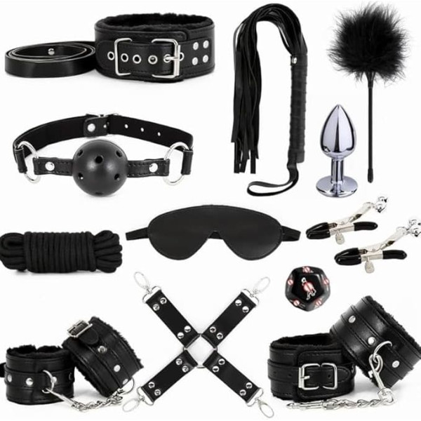 Efficient Inner Leather 12 Pieces Fitness Equipment Accessories, Strength Training Set (Black) - K+14