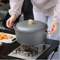 Tragbarer Eintopf- und Kochtopf, 7,5 l, Aluminium, für Camping und Picknick, Doppelnutzung, Outdoor-Kochtopf