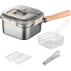 Multifunktions-Brat-Kochgeschirr-Set, Öltropfgestell, Fritteuse, Camping-Kochgeschirr-Set, 35 x 20,5 x 11,5 cm, hitzebeständige und griffige Griffe, kompakt zum Kochen