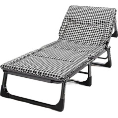 Folding Camp Bed with Mattress Guest Bed 4 Levels Adjustable Backrest and 3 Corners Structure Support 160 kg Load Capacity Camping Bed with 3D Headrest (Colour: A, Size: 170 x 56 x 30 cm)