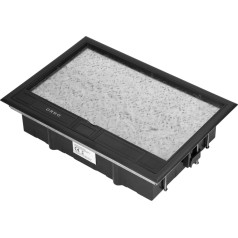 Grīdas kaste moduļu ligzdām 8 x 45x45 mm vai 16 x 22,5x45 mm, pārsegs: patentēts materiāls, melns.