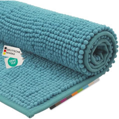 NYVI NYVISpa Chenille Bath Mat Set 2-Piece 45 x 50 + 50 x 80 cm Aqua Bath Mat & Toilet Mat - Bathroom Rug Set - Non-Slip, Absorbent, Quick Drying, Suitable for Underfloor Heating, Oeko-Tex