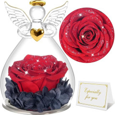 Sunia Eternal Rose Angel Gifts for Women, Eternal Rose in Glass Angel Figure Gifts for Mum, Birthday Gift for Women, Mum Gift, Mother Grandma Gift, Mother's Day Christmas Valentine's Day