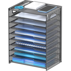 OUTWOLF 10 Tier Paper Organizer Letter Tray Mesh Desk Organizer with Handles for Office School Desk