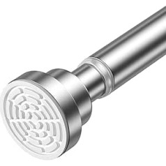 AIZESI Shower Rail, Curtain Rail, No Drilling, 80-195 cm, Telescopic Rod, Clamping Rod, Shower Curtain Rail, Suitable for Bathroom, Window, Wardrobe, 1 Piece, Silver Colour (Diameter 22 mm) Shower Rod
