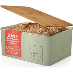 Lumaland Cuisine Bread Bin, Bread Box, Metal With Bamboo Lid, Oval Or Rectangular