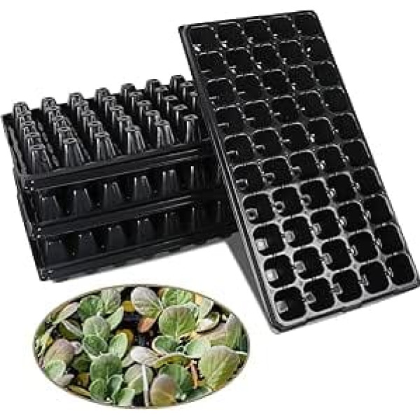 Seed Starter Tray, 10 Pieces Thickened Seeds Starter Kit, BPA Free for Seed Propagation, 50 Cells, Reusable for Microgreens, Planting Seedlings
