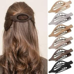 6 Stück Neutrale Farbe Matt Flache Haarspangen Flache Klaue Clip für Frauen Runde Lay Down Haarspange für Dickes und Dünnes Haar Bequeme Gebogene Flache Clips