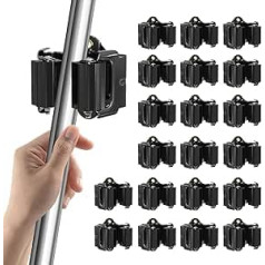 Wall Mount Broom Pack of 20, Large Format Broom Holder, 1 kg Additional Weight Stainless Steel Broom Holder Wall for Mop Broom Shovel Kitchen Home Bathroom Garage Garden Tools