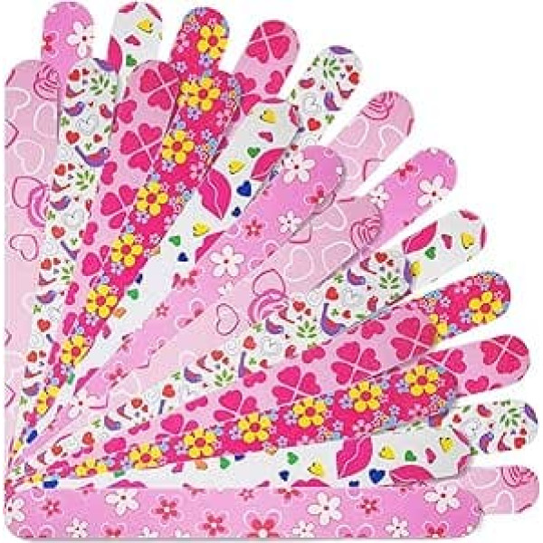 Nail Files (24 Pack) Colorful Emery Board Nail File for Natural Nails Double Sided 180 Grit Professional Fingernails Floral Emory Board Buffer Manicure Tool Nail Shaping