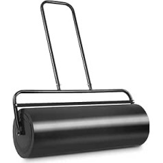 SOARS Lawn Roller Fillable 48 L, Diameter 32 cm Hand Roller, Lawn Roller with U-Handle & Removable Drain Plug, Garden Roller Heavy Duty Drum for Soil, Meadow, Levels (Black-48L)