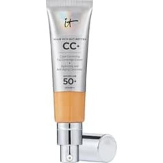 iT COSMETICS, CC+ Anti-Aging Cream and Foundation, High Coverage, Waterproof, Natural Finish, Formula with Peptides, Collagen and Vitamins, Your Skin But Better, Tan Warm, 32 ml