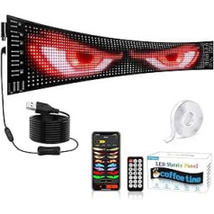 LED Eyes for Lorries and Cars, 60 x 12 cm Devil Eyes Lamp, Large Script Programmable Flexible Display Board, Custom DIY Pictures Display and Times, Bluetooth