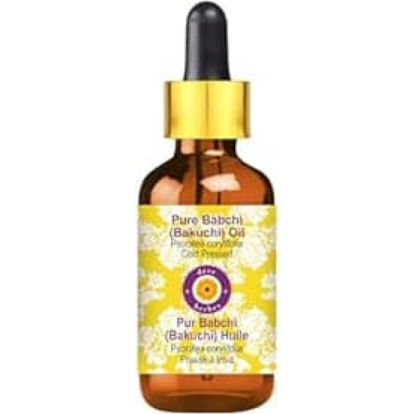 Deve Herbes Pure Babchi Oil (Psoralea corylifolia) with Glass Dropper 100% Natural Therapeutic Grade Cold Pressed 15ml (0.50 oz)