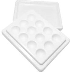 Healeved 1 x Ceramic Palette Nail Painting Nail Art Palette with 12 Grids Painting Tray Nail Art Colour Mixing Palette Manicure Colour Plate Melamine Ceramic Imitation White