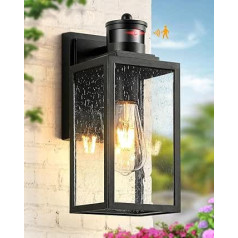 VIANIS Outdoor Wall Lights, Black Porch Light with Movement, Modern PIR Outdoor Light for Homes, Waterproof Outdoor Wall Light, Rustproof Aluminum Wall Lantern with Seed Glass