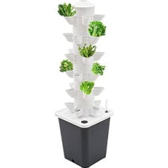 Treeisland Hydroponisches Anbausystem, 30 Löcher 6 Etagen Hydroponic System Grow Kit mit Wasserpumpe, Hydroponischer Turm für Gemüse