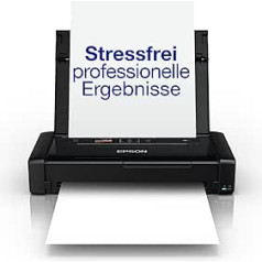Epson WorkForce WF-110W Portable Inkjet Printer (DIN A4, WiFi Direct, Printer, Mobile Printing, USB, Integrated Battery, Only 1.6 kg Weight) Black