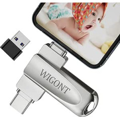 USB Stick 256 GB, 3 in 1 Memory Stick for iPhone USB Stick to Store More Photos and Videos Memory Stick for i0S/Android/PC, with Separate USB Adapter. Mobile Phone No App Required