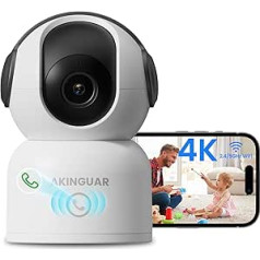 4K UHD Indoor Surveillance Camera, 2.4/5 GHz WiFi 360° PT Indoor Camera, AI Detection & Tracking, Two-Way Audio, Car Tracking, One Touch Call, Night Vision, for Kids/Elderly/Pets