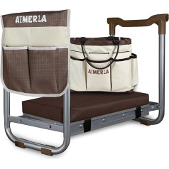 Aimerla K5 Foldable Knee Seat Heavy Duty (Removable Cloud Knee Pads) Garden Stool 2 Large Tool Pockets Portable Bench for Indoor Outdoor