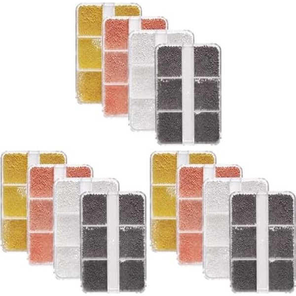 FRCOLOR 12 Boxes American Steel Beads Micro Nail Ball Beads Round Nail Art Beads Nail Beads Nail Beads for DIY Nail Plugs Decorative Caviar Beads Round Beads