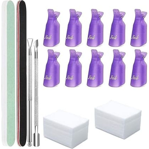 Nail Polish Remover Kit, Pack of 10 Plastic Nail Clips, Waterproof, Non-Slip Nail Polish Gel Removal Tools, DIY Nail Polish Remover Tools, Reusable Home Nail Polish Remover Tools (Brown)