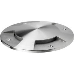 Bodeneinbaustrahler mit LED 6W 230V, warmweiß 3000K, 4 Lichtfelder, Edelstahl, nDisc Medium