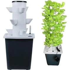 Hydroponic Grow System Garden Hydroponic Tower Aeroponics 15/20/25/30 Pods Grow Kit, Aquaponics Planting System with Watering Pump, Adapter, Mesh Pots, Timer for Herbs, Fruits and Herbs