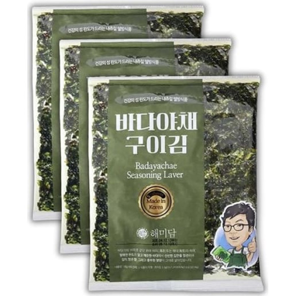 Wando Spiced and Roasted Seaweed | Set of 3 x 18 g | Double Roasted & Refined with Sesame Oil | Healthy Seaweed Korean Food | Perfect with Rice, Bento & as a Snack