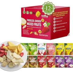 ONETANG Freeze Dried Fruit Mix, Fruit Snacks, Fruit Mix, Fruit Mix, Pack of 12, Freeze Dried Mixed Fruits, Fruit Snacks, GMO Free, No Added Sugar, Gluten Free, Vegan, 130 g