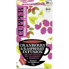 Cupper Fruit Tea Cranberry & Raspberry Infusion, Cranberry & Raspberry, Flavoured (20 x 2.5 g), Pack of 4
