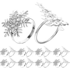 STOBAZA Pack of 24 Christmas Napkin Rings, Elegant Snowflake Tube Metal Buckles for Holidays, Table Decorations, Iron Holder for Festive Dining Experience