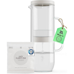 LUCY Water Filter Carafe 2L - Water Carafe Including Activated Carbon Filter for Clean Drinking Water - Filters Harmful Substances, Preserves Minerals such as Magnesium and Calcium - BPA-Free, Dishwasher Safe