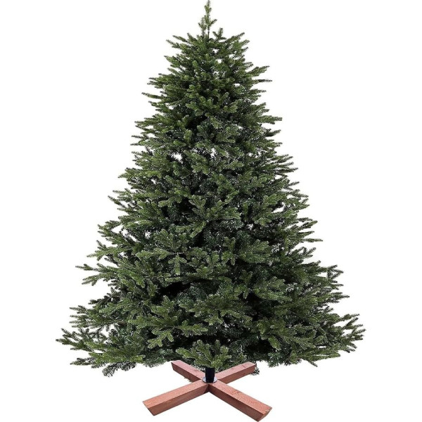 Relaxdays Artificial Christmas Tree, 240 cm, Injection Moulded & PVC Needles, Wooden Stand, Bag, Lifelike Christmas Tree, Green