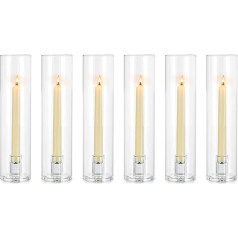 NUPTIO Glass Cylinder for Candles: Pack of 6 Candle Holders Taper Candles Without Base, Lantern for Wedding, Party, Table, Table Centrepiece, Dining Room Decoration