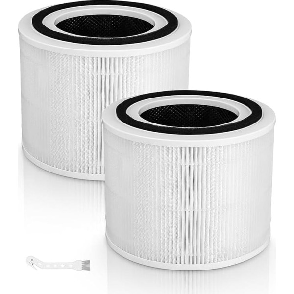 Pack of 2 Air Purifier Filters for Levoit Core 300 / Core 300S / Core 300-RF Air Purifier, H13 HEPA Filter, Highly Efficient Activated Carbon Filter, Pre-Filter, Three-Stage Filtration, Removes 99.98% Dust and Parts