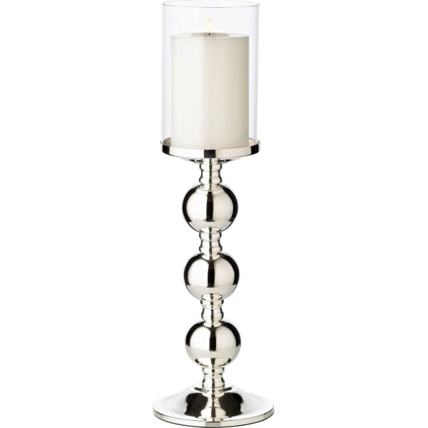EDZARD Bamboo Candle Holder Height 44 cm Elegant Silver-Plated Tarnish-Resistant for Pillar Candles up to Diameter 8 cm Includes Glass Attachment Perfect for Cornelius Candles
